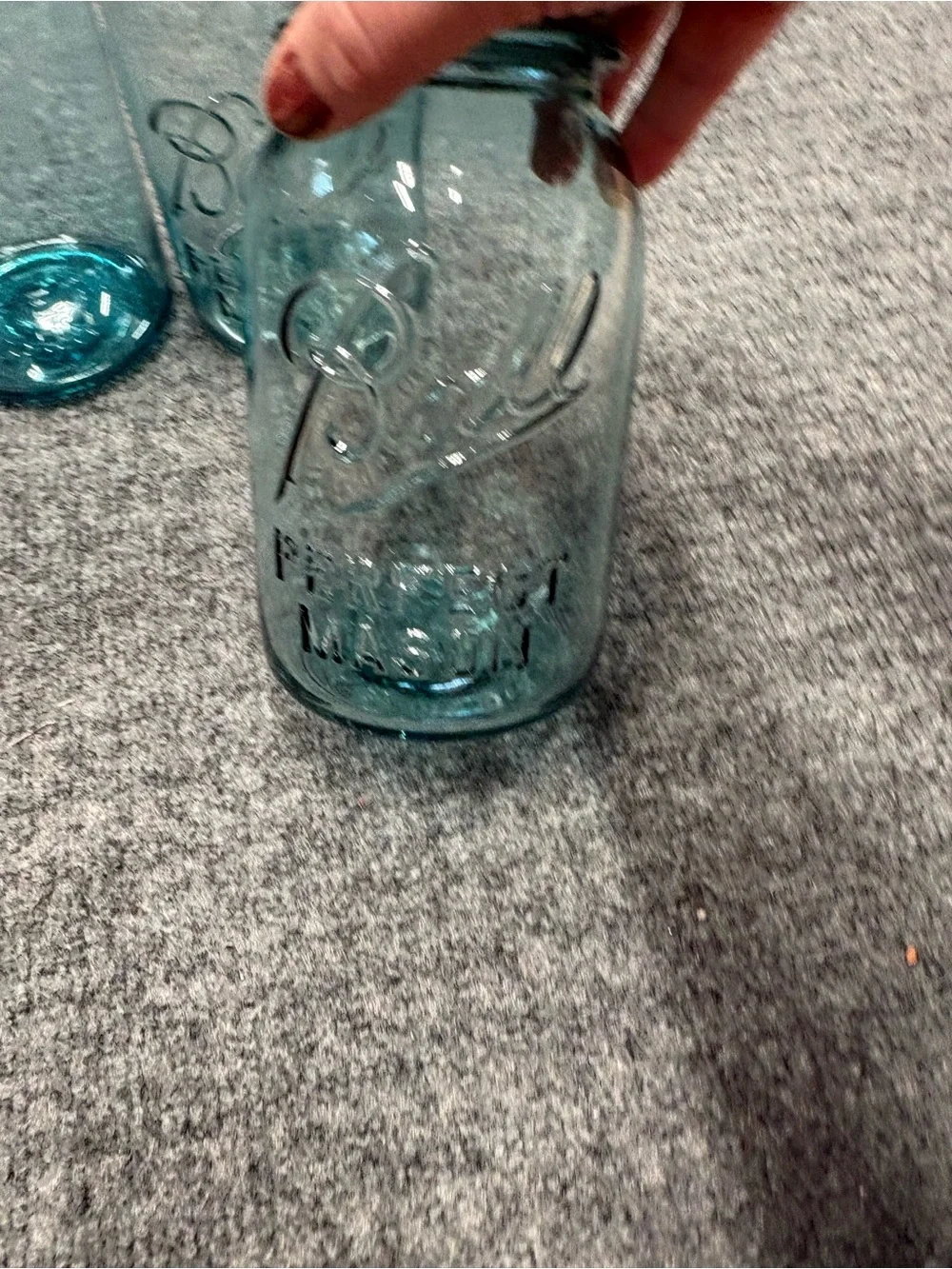 Ball Vintage Aqua Blue Mason Jars 1922-32 with Metal Lids - Set of 3